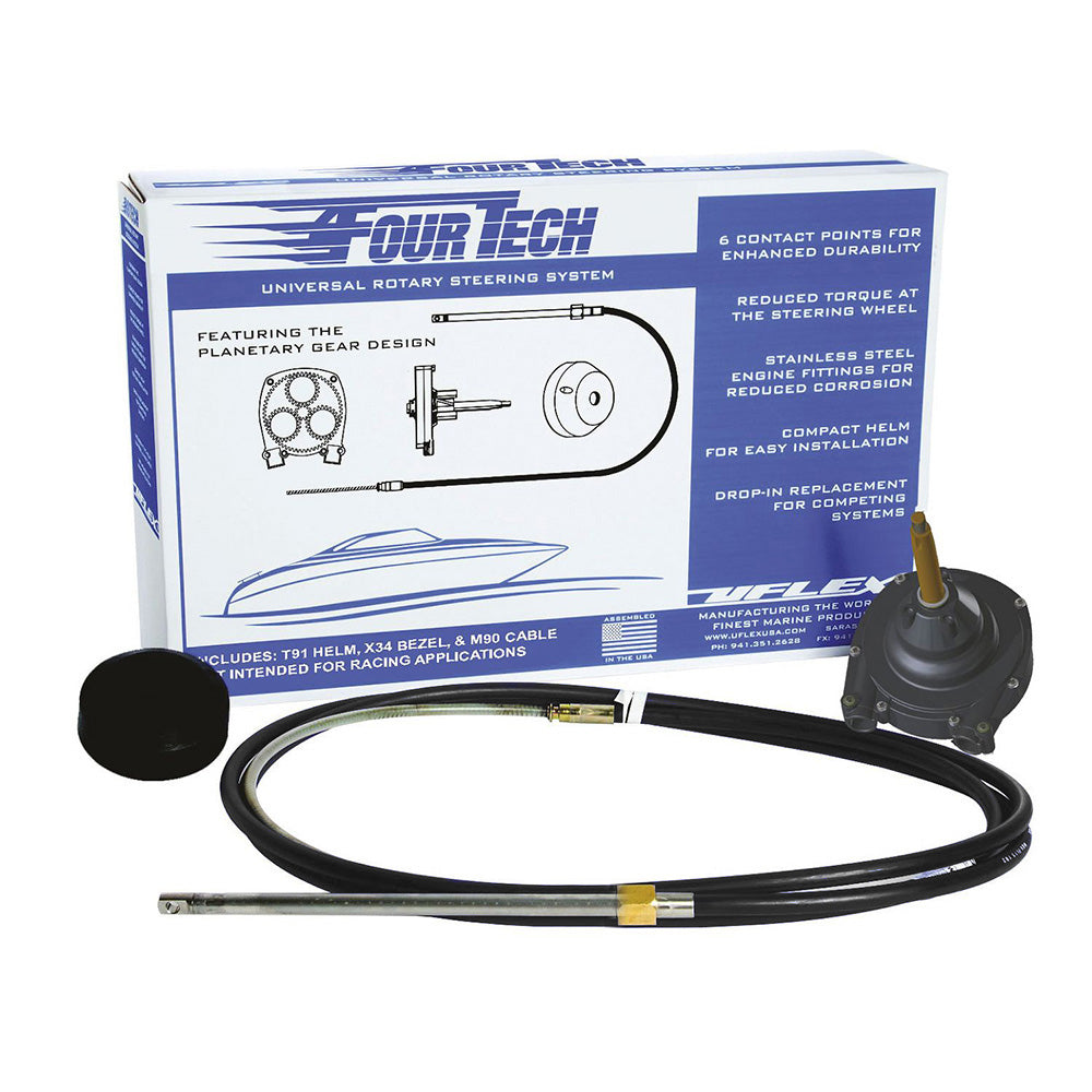 Uflex Fourtech 18' Black Mach Rotary Steering System w/Helm, Bezel & Cable FOURTECHBLK18