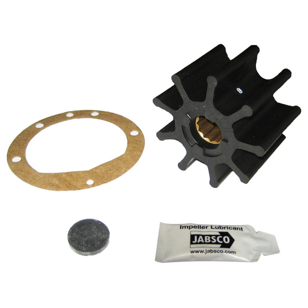 Jabsco Impeller Kit, 3-3/4 in Diameter x 2-1/2 in Depth, 1 in Shaft Diameter, Nitrile, 9-Blade, Single Flat Drive, Brass Insert