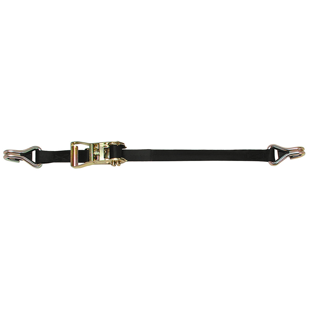 CargoBuckle Ratchet Strap Tie-Down w/Double J-Hooks & Keeper - 1" x 12' F14060