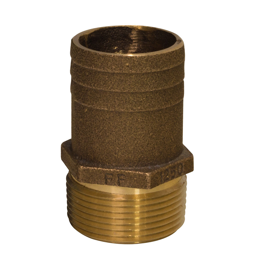 GROCO 1" NPT x 1-1/8" Bronze Full Flow Pipe to Hose Straight Fitting FF-1125