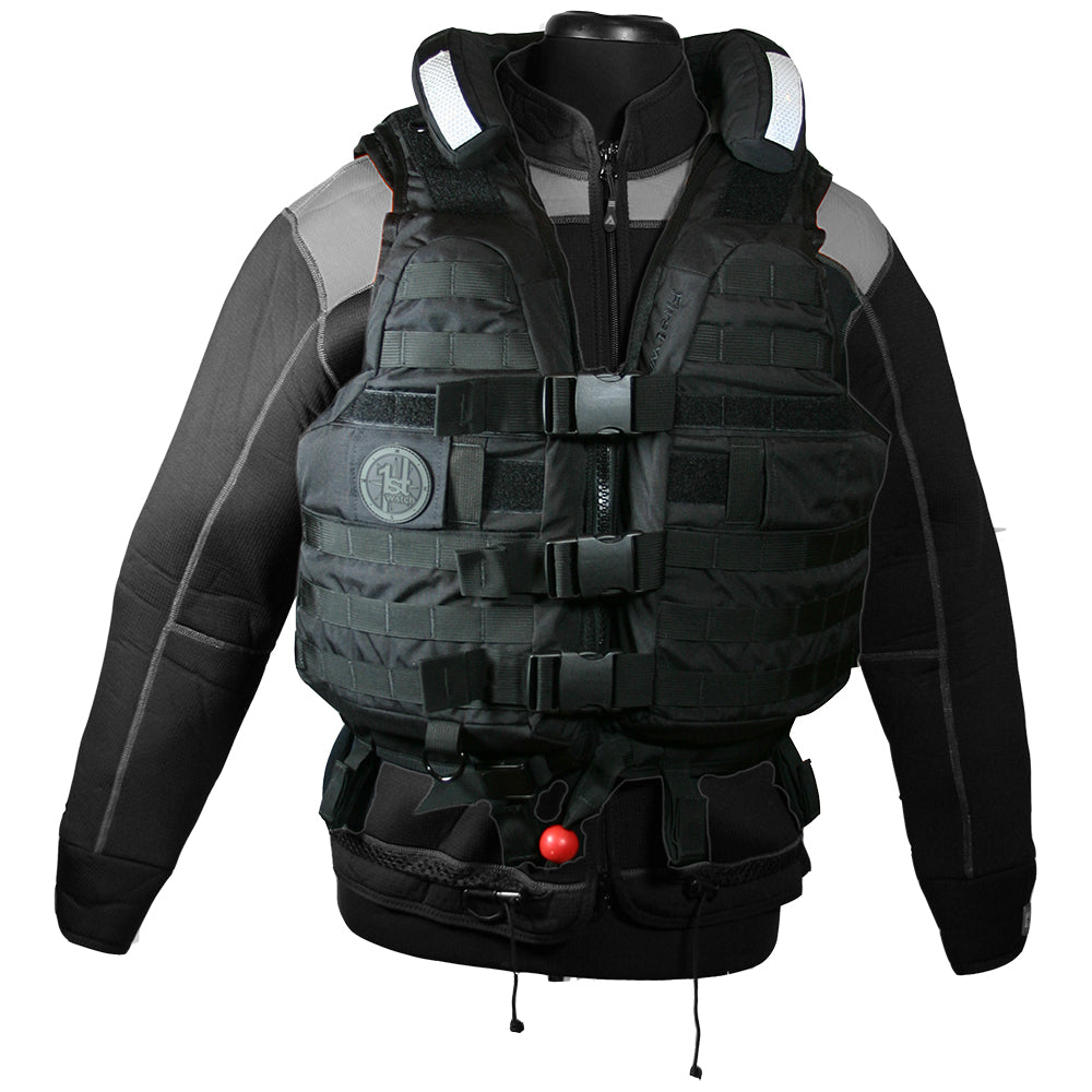 First Watch HBV-100 High Buoyancy Tactical Vest - Black - Medium to XL HBV-100-BK-M-XL