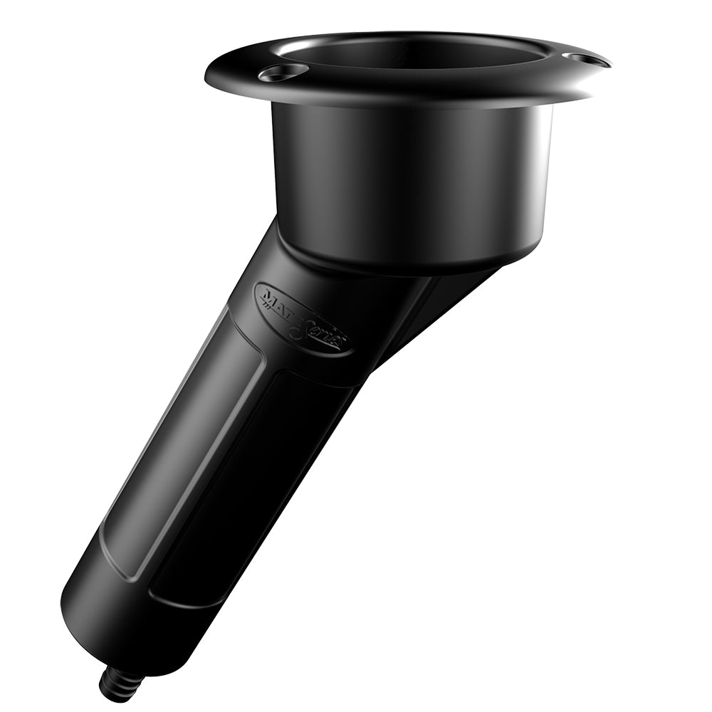 Mate Series Plastic 30° Rod & Cup Holder - Drain - Round Top - Black P1030DB
