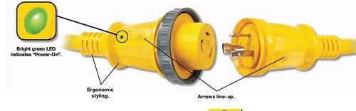 Hubbell HBL61CM08LED 30 Amp 50 Foot Cordset With LED HBL61CM08LED