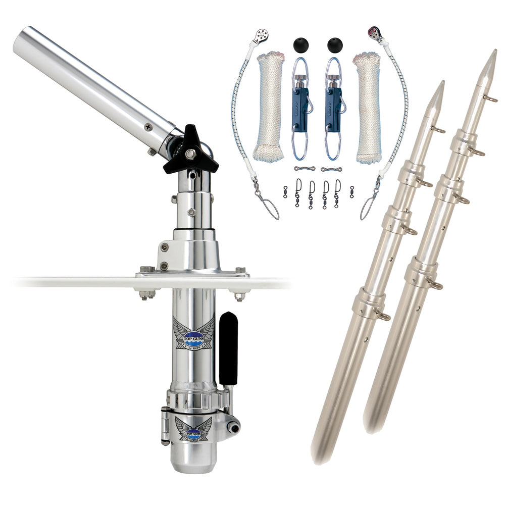 Rupp Classic Top Gun Outrigger Kit w/15' Poles & Complete Single Line Rigging Kit w/Klickers Release Clips RAD-TPGN-15T