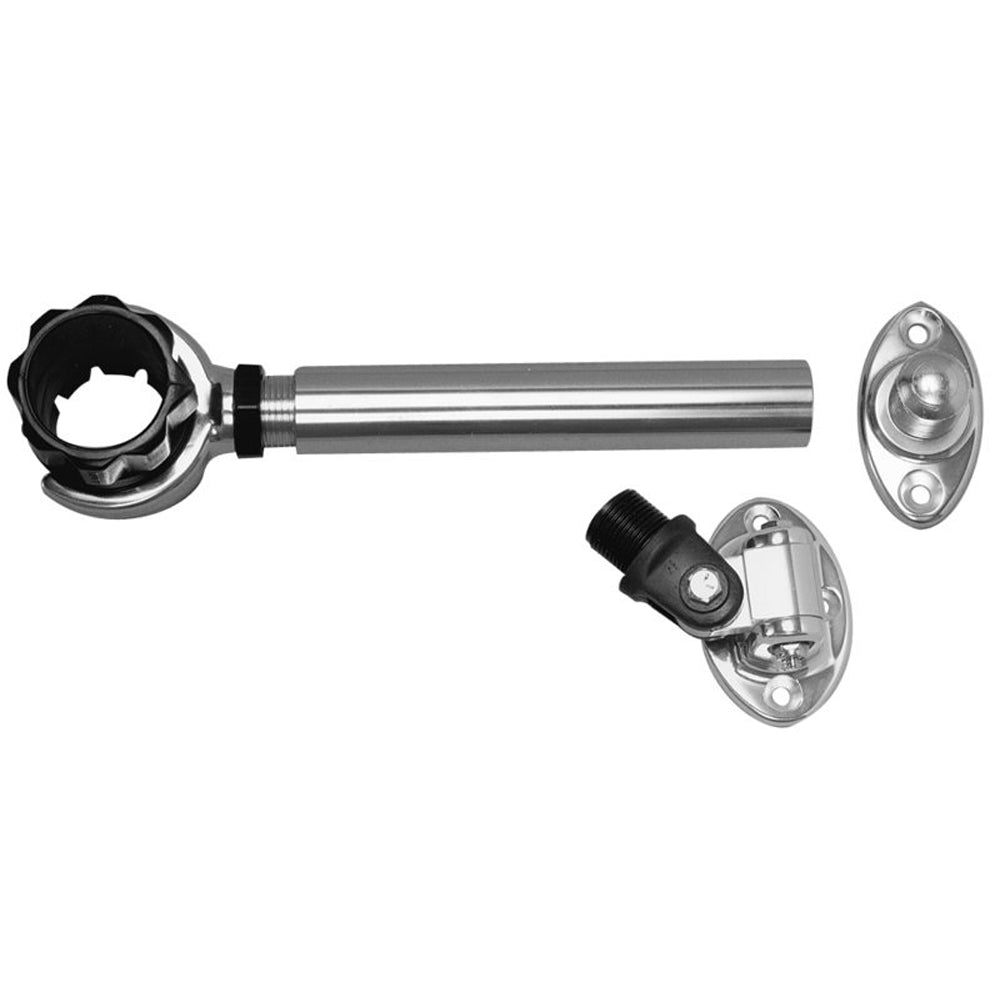 Rupp Threaded Antenna Support w/6" Flat Mount, Oval 4-Way Base & 1.5" Collar PAK-0006