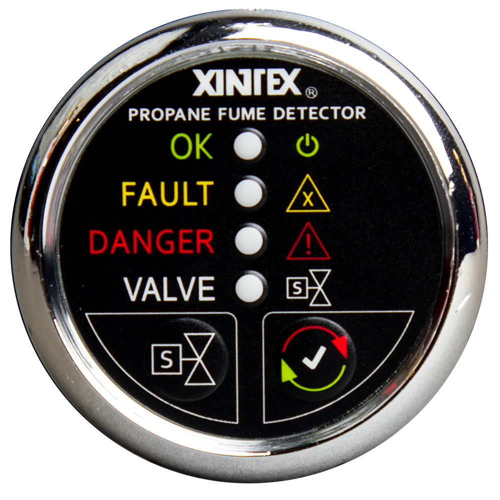 Fireboy-Xintex Propane Fume Detector w/Plastic Sensor & Solenoid Valve - Chrome Bezel Display P-1CS-R