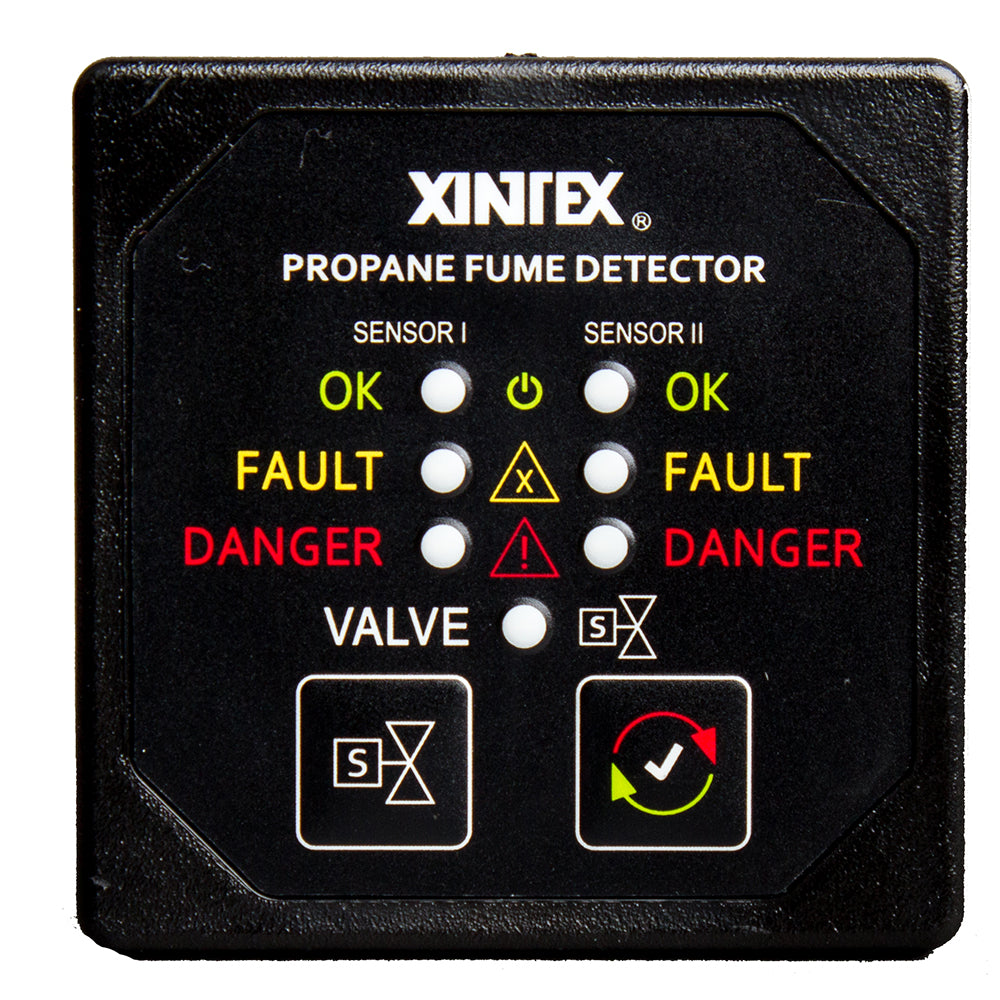 Fireboy-Xintex Propane Fume Detector w/2 Plastic Sensors - No Solenoid Valve - Square Black Bezel Display P-2BNV-R