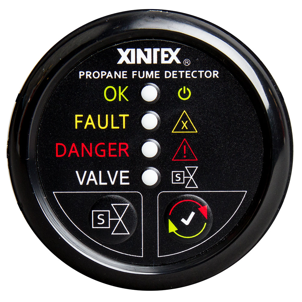 Fireboy-Xintex Propane Fume Detector w/Automatic Shut-Off & Plastic Sensor - No Solenoid Valve - Black Bezel Display P-1BNV-R
