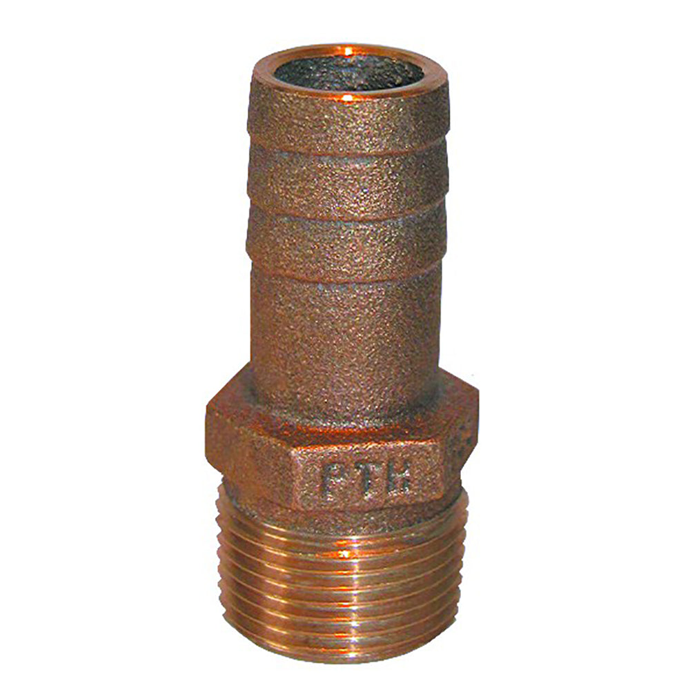 GROCO 1-1/4" NPT x 1-1/8" ID Bronze Pipe to Hose Straight Fitting PTH-1125
