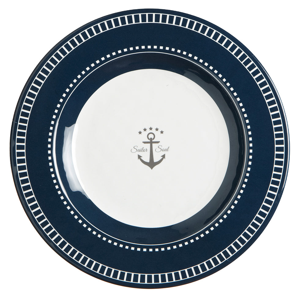 Marine Business Melamine Round Dessert Plate - SAILOR SOUL - 7" Set of 6 14003C
