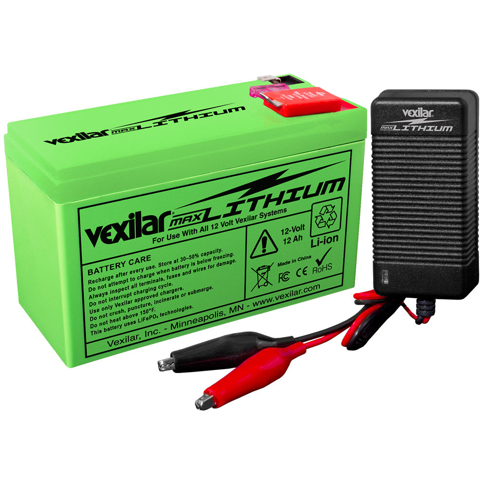 Vexilar 12V - 12 AH MAX Lithium Battery w/V-420L Rapid Charger V-220L