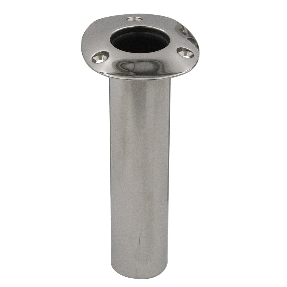 C.E. Smith 70 Series Standard Flush Mount Rod Holder - 0 Degree - Stainless Steel - Gimbal Bar Bottom - Black Liner 536700