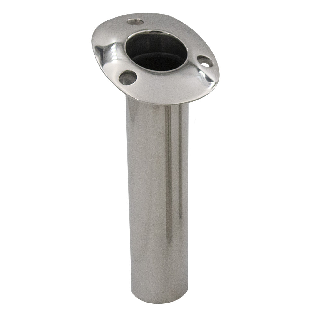 C.E. Smith 70 Series Standard Flush Mount Rod Holder - 15 Degree - Stainless Steel - Gimbal Bar Bottom - Black Liner 536710