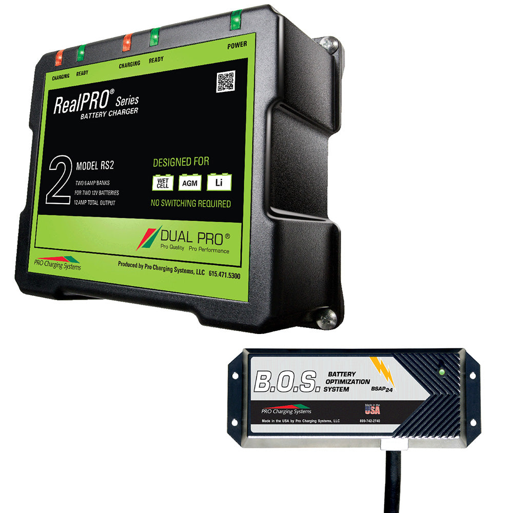 Dual Pro RS2 2 Bank Battery Charger w/2 Bank B.O.S. RS2/BOS12V2