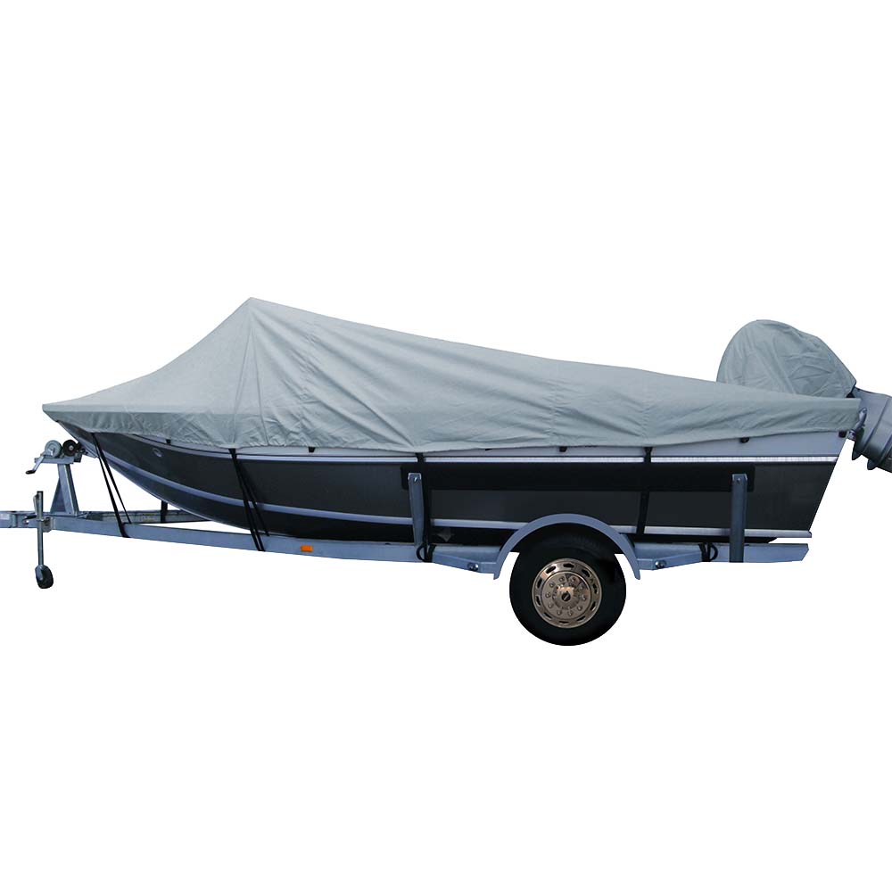 Carver Poly-Flex II Styled-to-Fit Boat Cover f/16.5' Aluminum Boats w/High Forward Mounted Windshield - Grey 79016F-10