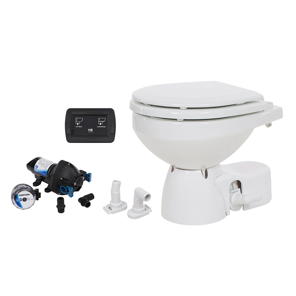 Jabsco Quiet Flush E2 Raw Water Marine Toilet, Compact Bowl, 12V, Touch Panel