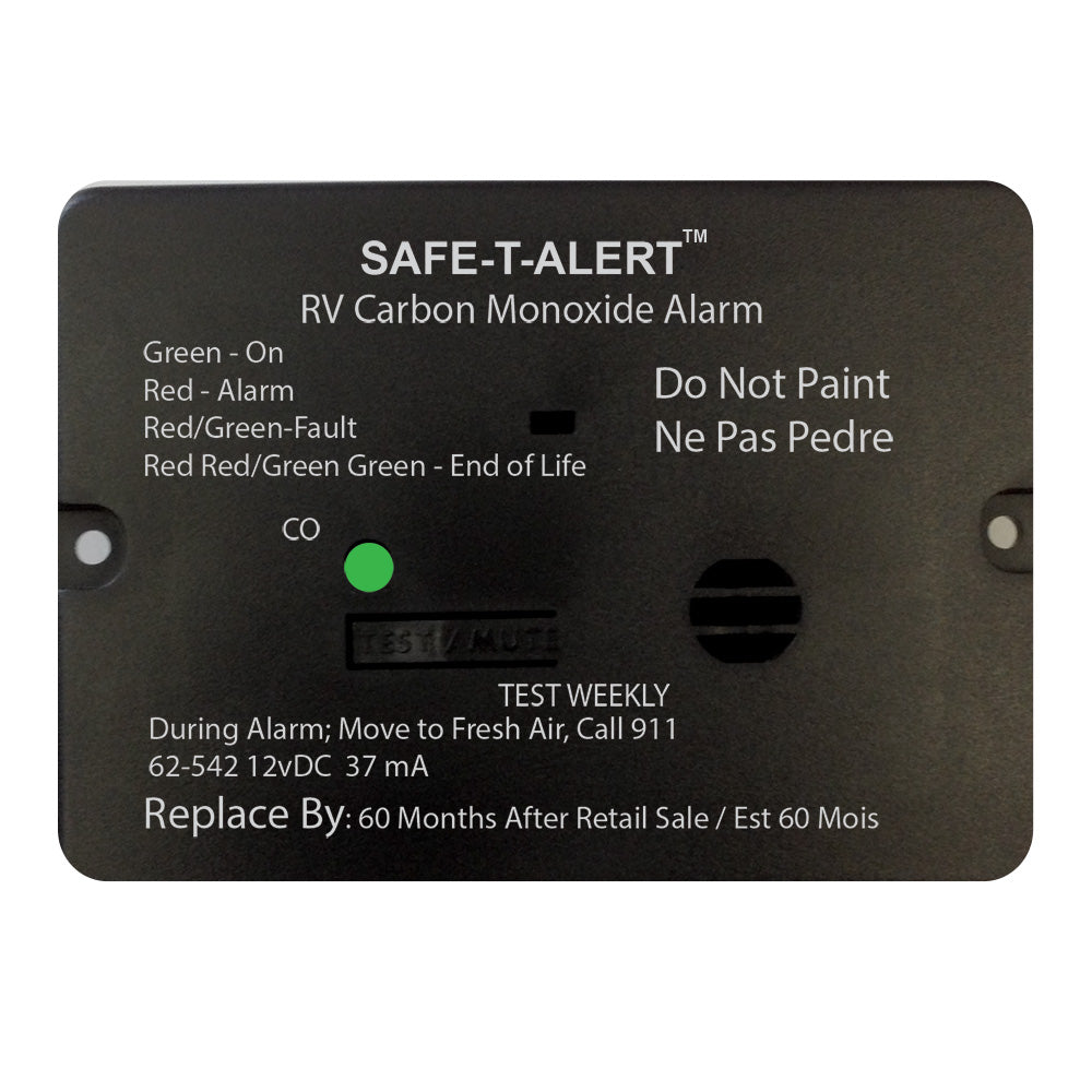 Safe-T-Alert 62 Series Carbon Monoxide Alarm - 12V - RV Flush Mount - Black 62-542-BL