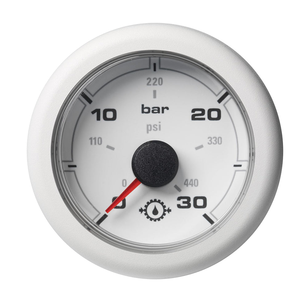 Veratron 52MM (2-1/16") OceanLink Transmission Oil Pressure Gauge - 30 Bar/440 PSI - White Dial & Bezel A2C1066050001