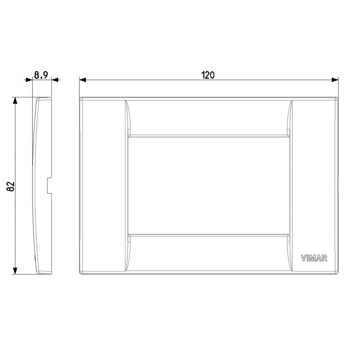 Vimar Idea Classica Cover Plate, 3-Module, Clamp Mounting