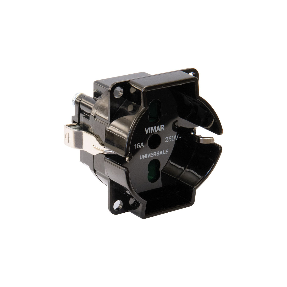 Vimar SICURY Universal Outlet Insert, 2P+T, 16A, 250V, IP20, Screw Terminal, Halogen-Free
