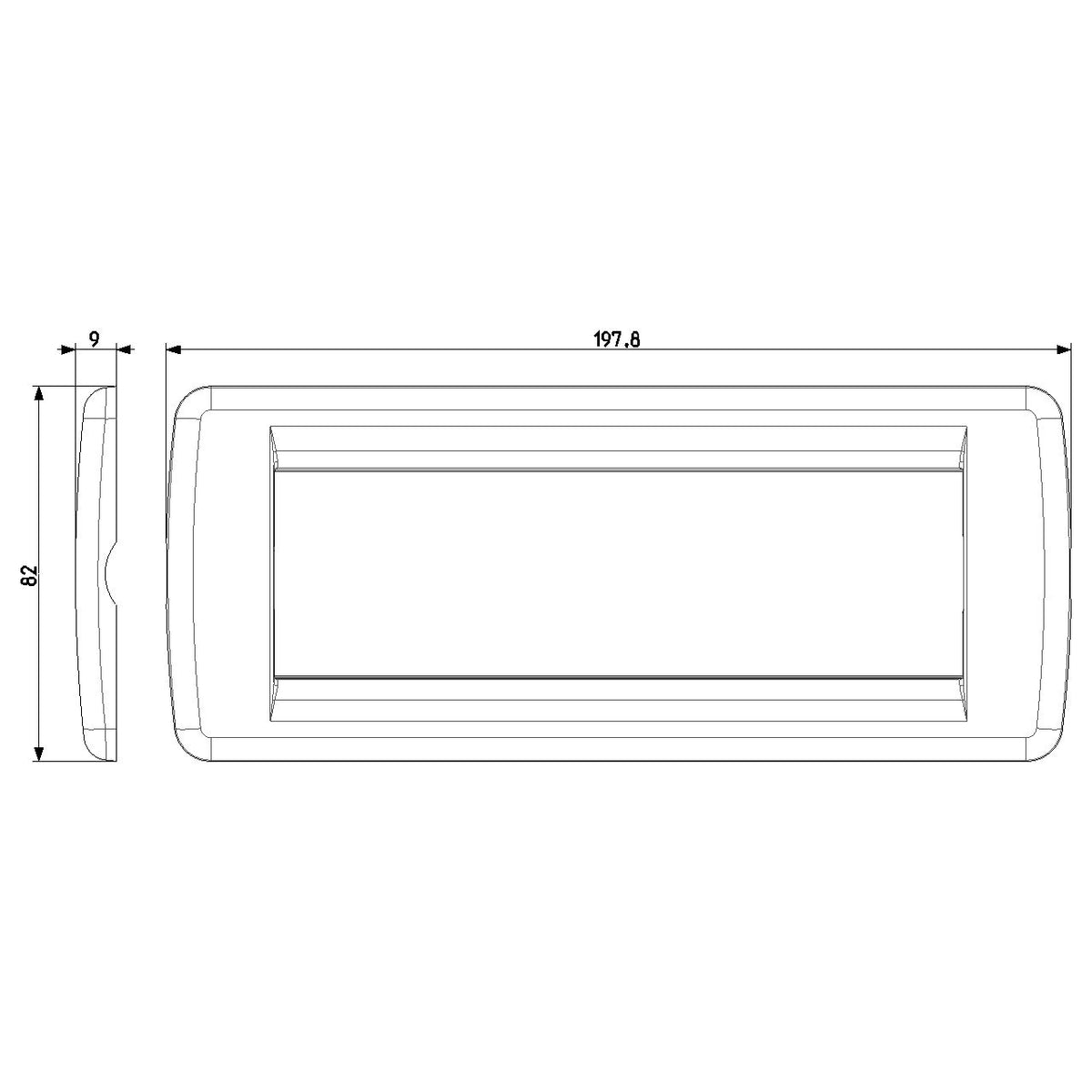 Vimar Idea Rondò Cover Plate, 6-Module, IP00, Clamp Mounting