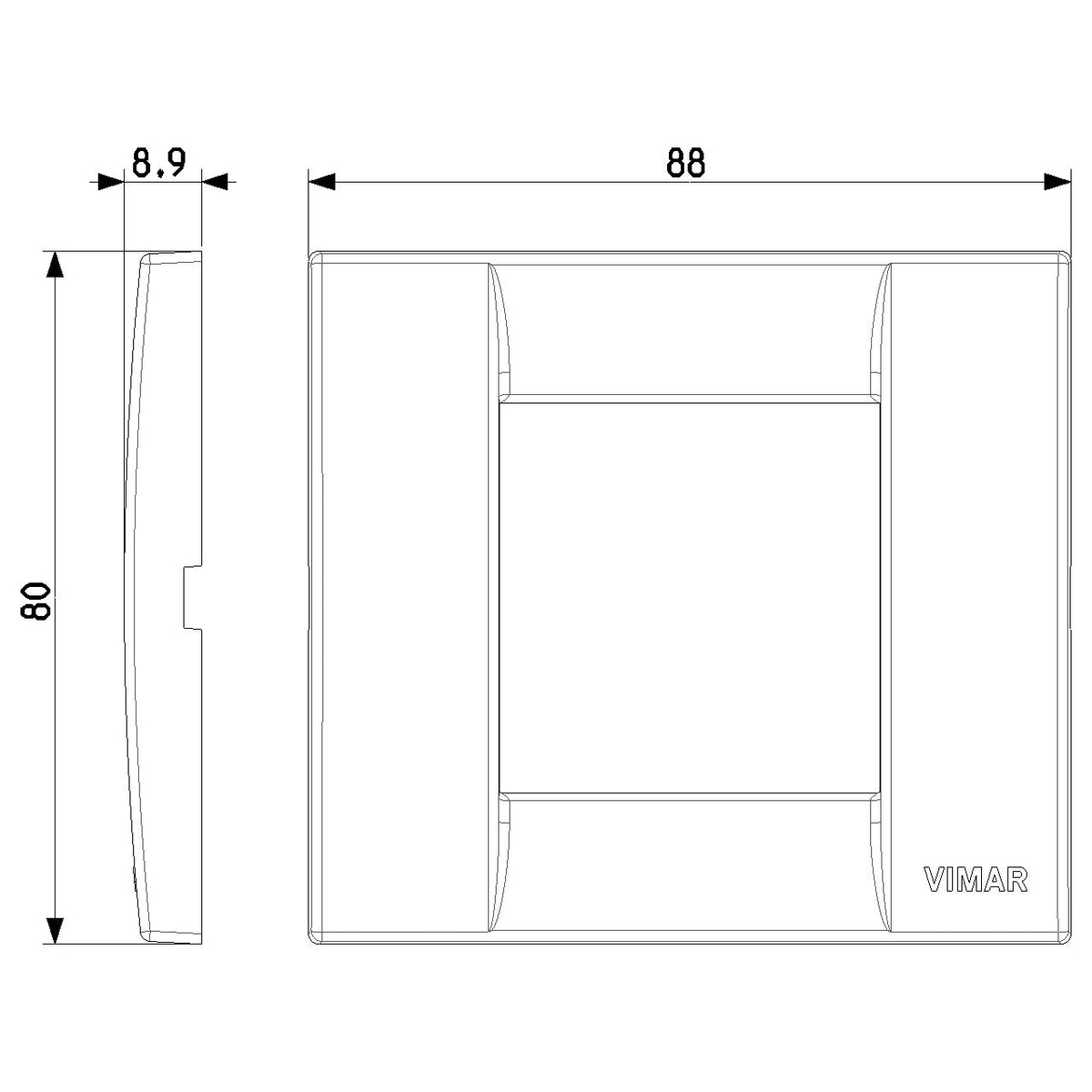 Vimar Idea Classica Cover Plate, 1-Module or 2-Reduced-Module, Clamp Mounting