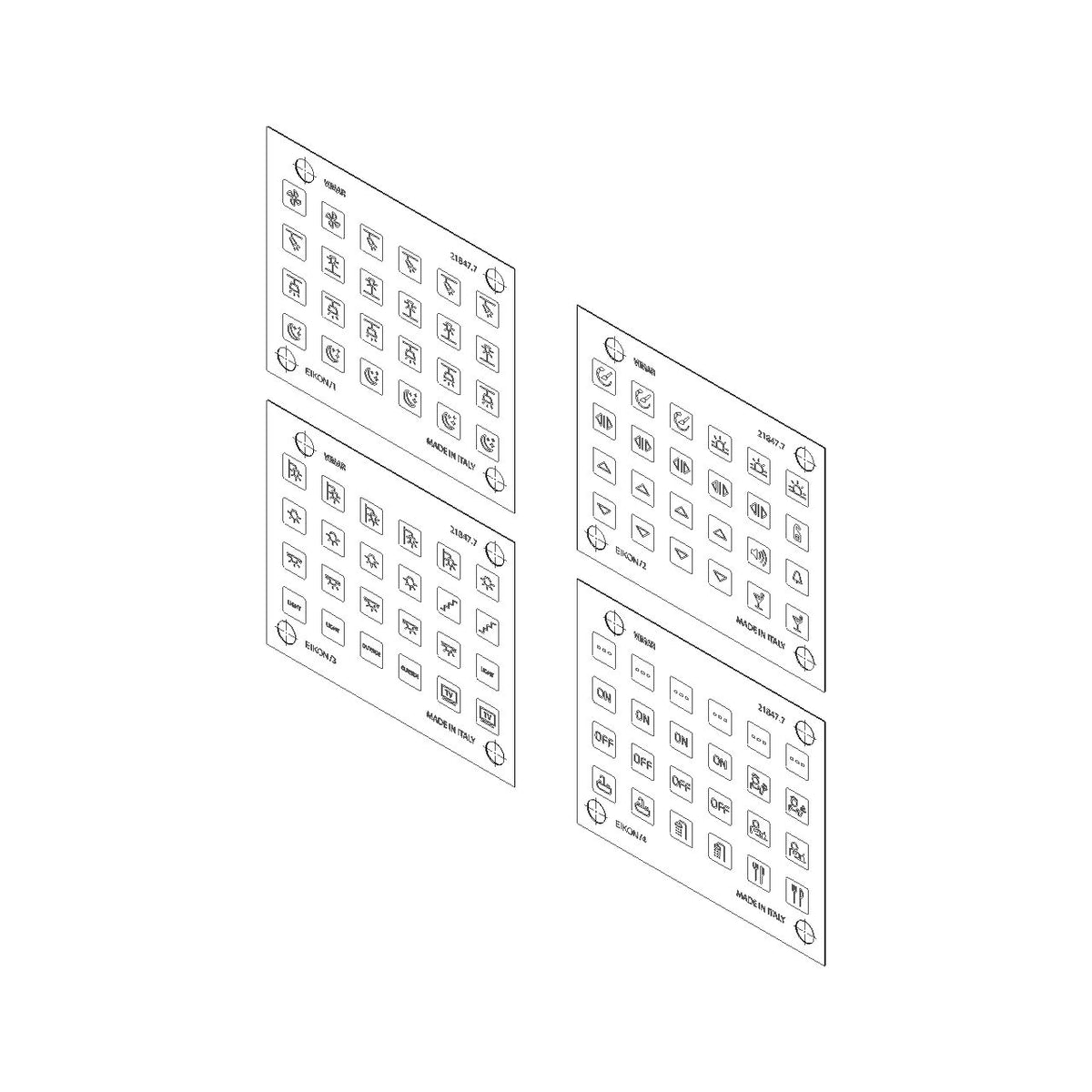 Vimar EIKON Symbol Sticker Sheets, For Eikon Tactil Controls