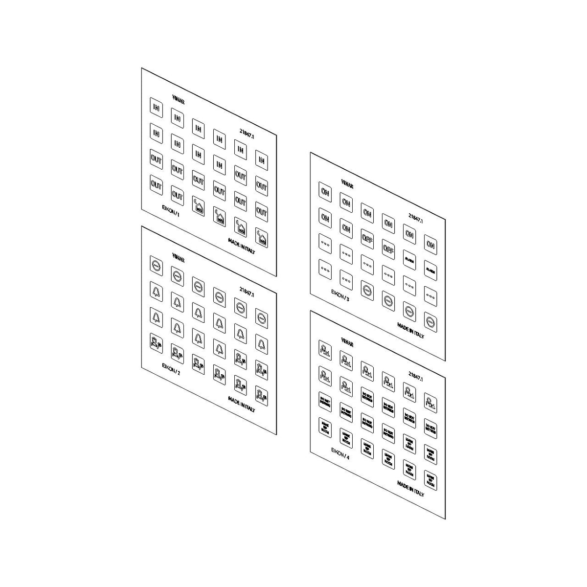 Vimar EIKON Symbol Sticker Sheets, For Eikon Tactil Controls