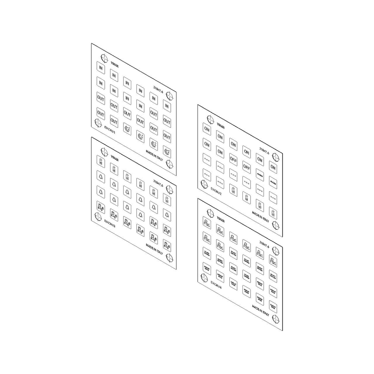Vimar EIKON Symbol Sticker Sheets, For Eikon Tactil Controls