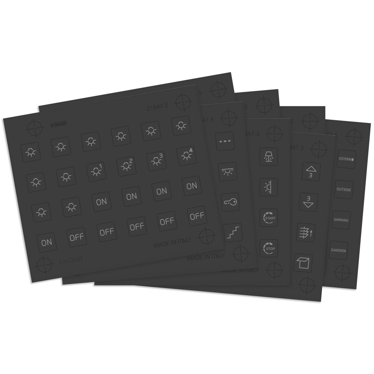 Vimar EIKON Symbol Sticker Sheets, For Eikon Tactil Controls