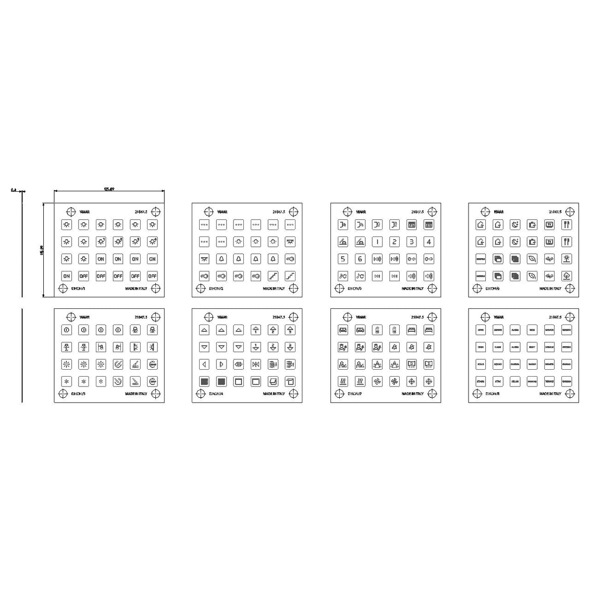 Vimar EIKON Symbol Sticker Sheets, For Eikon Tactil Controls