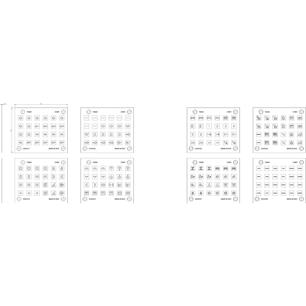 Vimar EIKON Symbol Sticker Sheets, For Eikon Tactil Controls