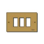 Vimar 8000 Series 3-Module Cover Plate, For 3-Module Mounting Boxes, Anodized Aluminium, Screw Fixing