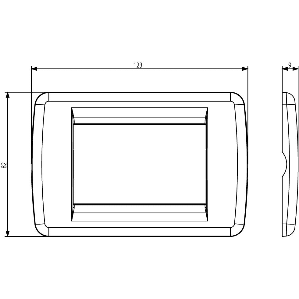 Vimar Idea Rondò 3-Module Cover Plate, With Mounting Grid, 123 x 82 mm