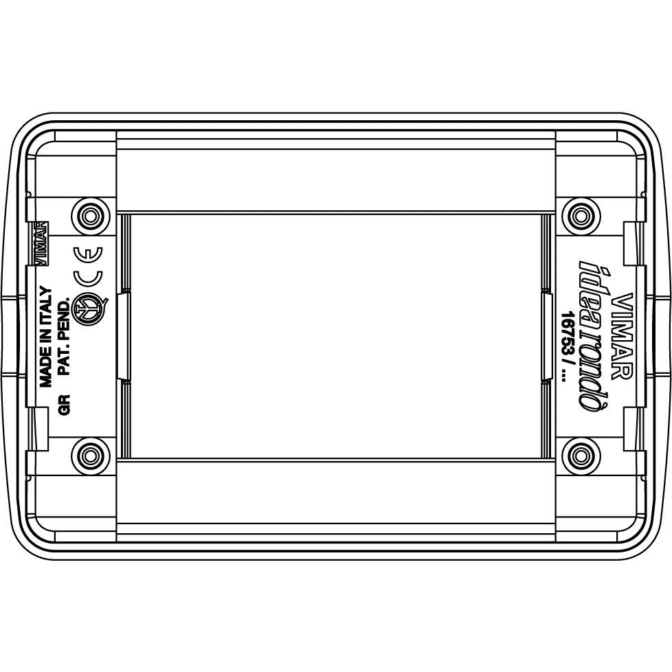 Vimar Idea Rondò 3-Module Cover Plate, With Mounting Grid, 123 x 82 mm