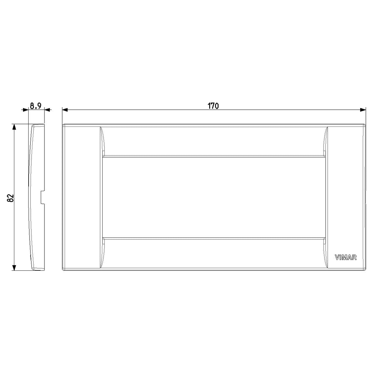 Vimar Idea Classica 5-Module Cover Plate, Clamp Mounting