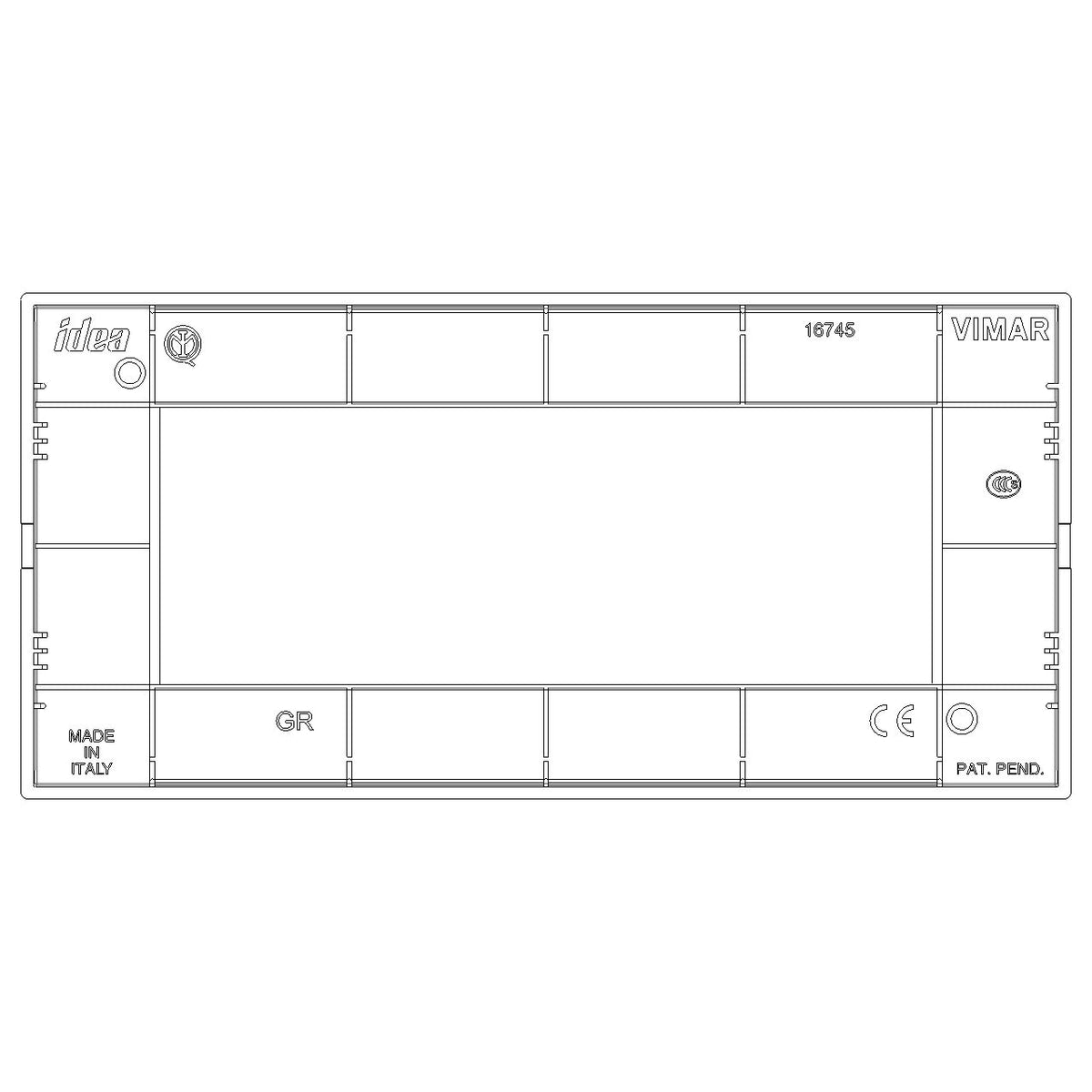 Vimar Idea Classica 5-Module Cover Plate, Clamp Mounting
