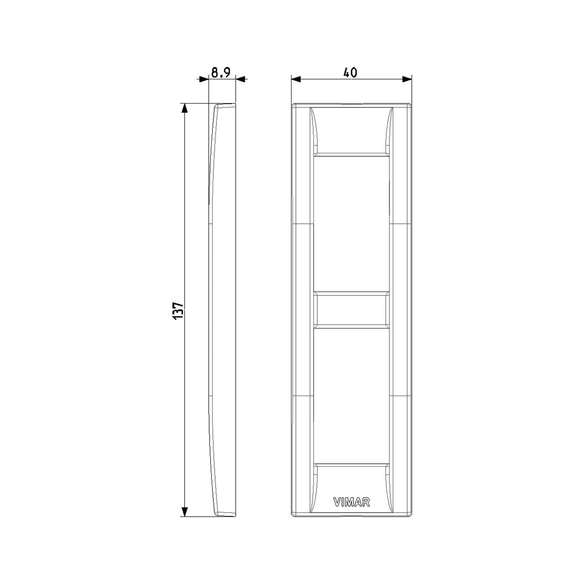 Vimar Idea Classica Cover Plate, 2-Module, Panel Mount, Technopolymer, IP00
