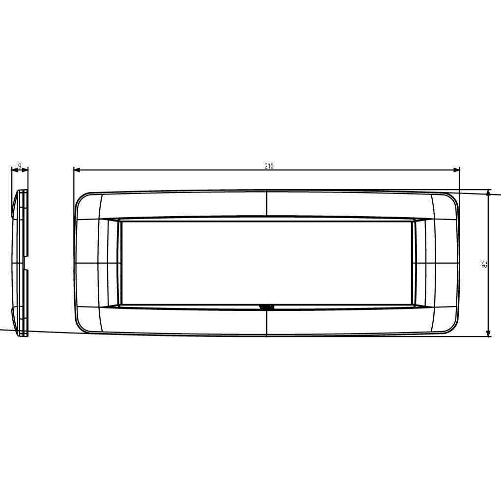 Vimar Eikon 7-Module Round Cover Plate, Clamp Mount, 210 x 80 mm