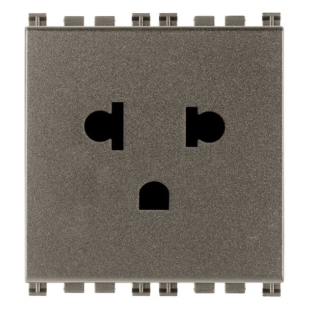 Vimar ARKÉ 2P+E USA+EU SICURY Socket Outlet, 2 Modules, 16A 250V, Flush-Mounted, Screw Terminal, IP20