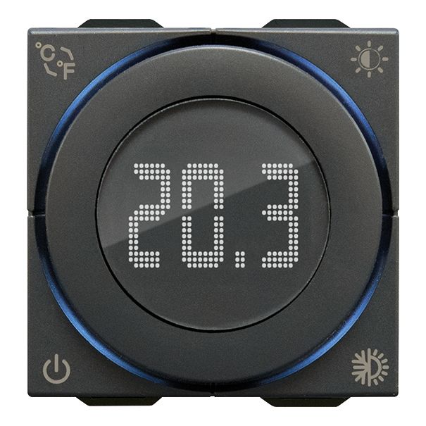 Vimar Neve Up 2-Module Dial Thermostat, 100-240V, 5(2)A Relay Output, Flush Mount