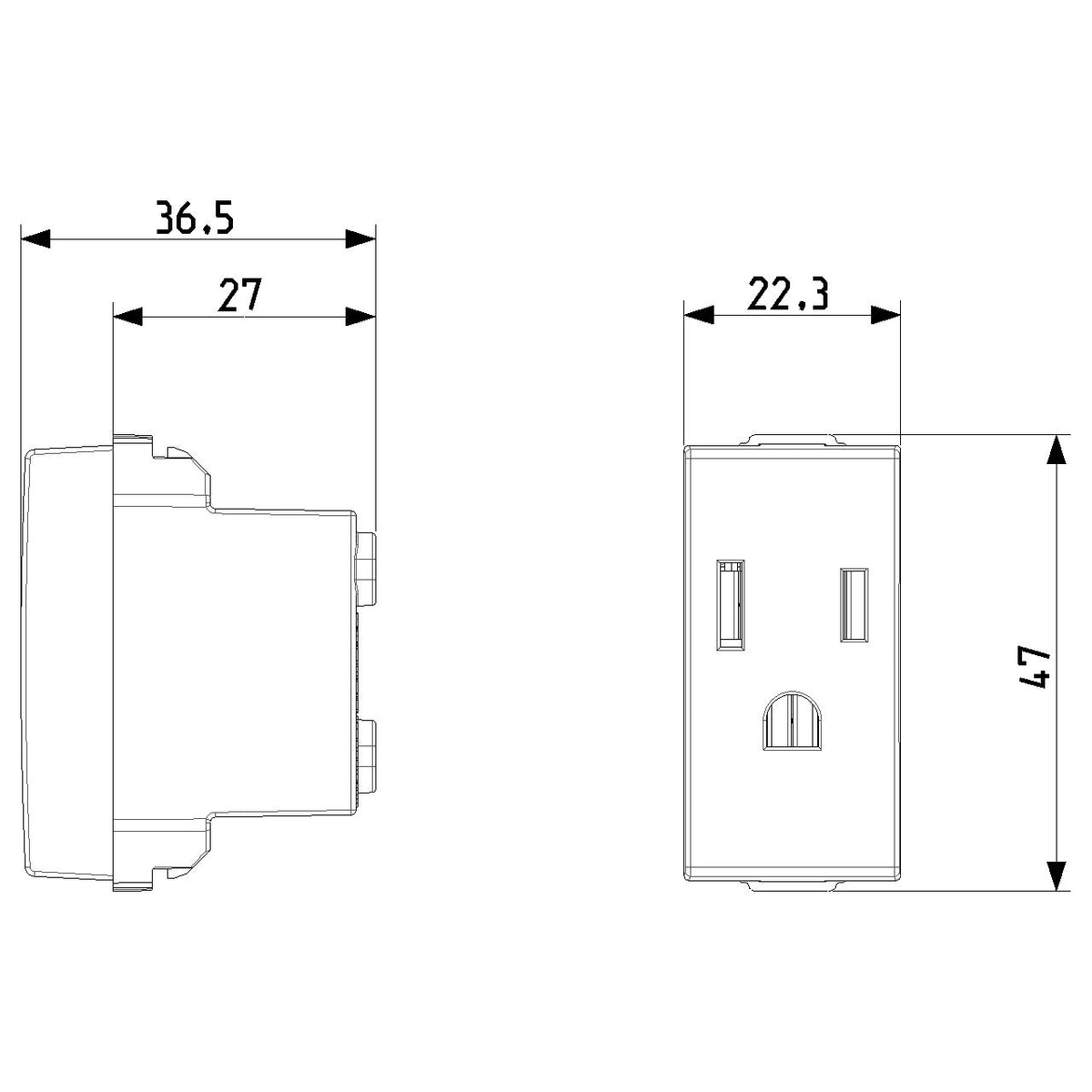 Vimar Neve Up 2P+E 15A USA+SASO Socket Outlet, 127V, Flush Mount