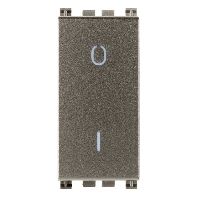 Vimar Arké 19015 2-Pole 1-Way Rocker Switch, 16AX, 250V, IP40, Flush-Mount, Lightable, Replaceable Button