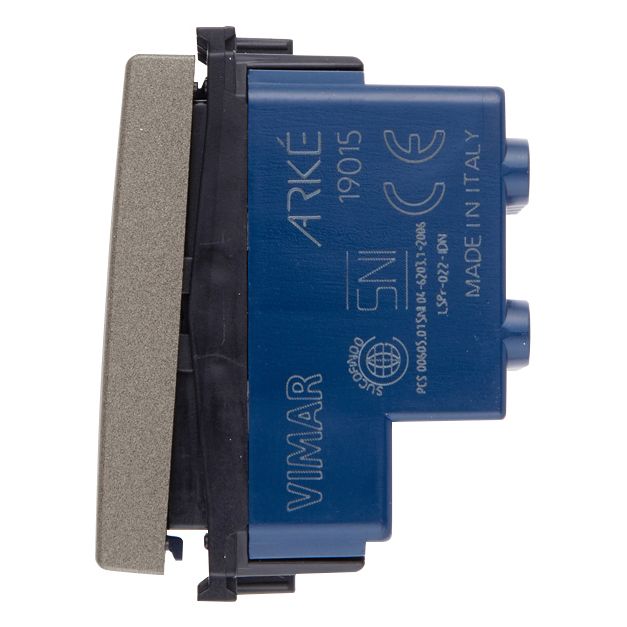 Vimar Arké 19015 2-Pole 1-Way Rocker Switch, 16AX, 250V, IP40, Flush-Mount, Lightable, Replaceable Button