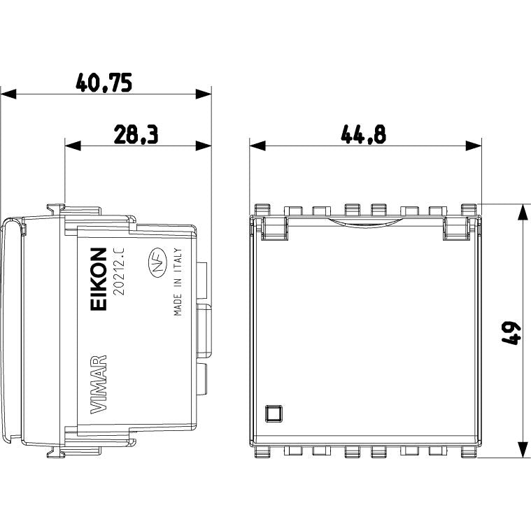 Vimar Eikon SICURY French Standard Socket Outlet, 2P+E 16A 250V, 2-Module