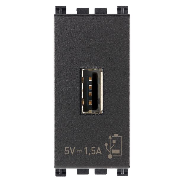 Vimar Arké USB Charging Outlet, 120-240V AC, 1 Module