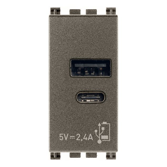 Vimar Arké USB Charging Outlet, 120-240V AC, 1 Module