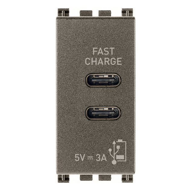 Vimar Arké USB Charging Outlet, 120-240V AC, 1 Module
