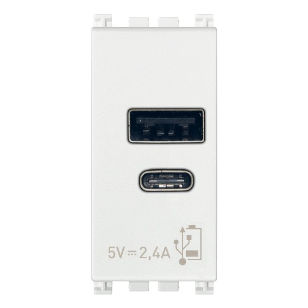 Vimar Arké USB Charging Outlet, 120-240V AC, 1 Module