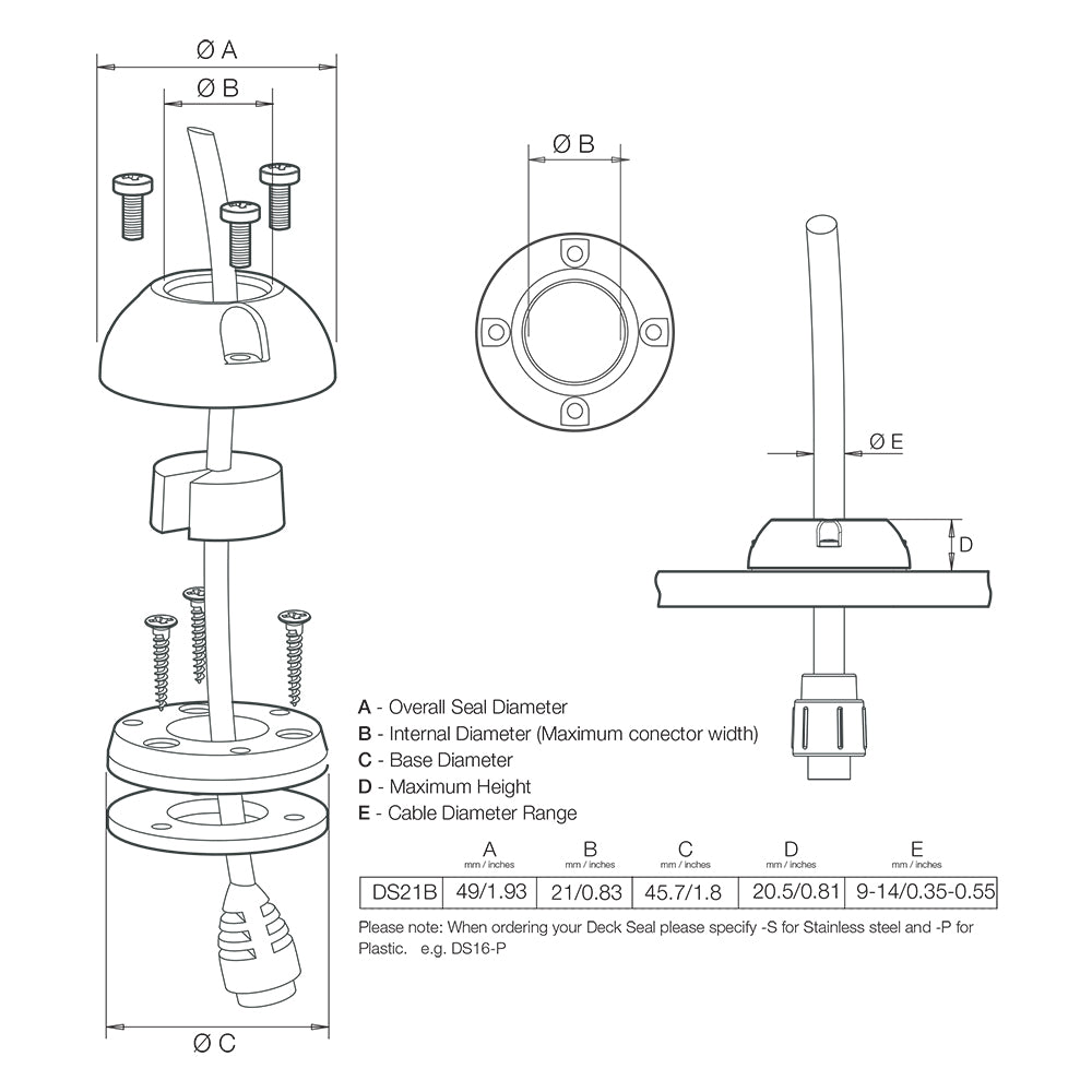 Scanstrut DS21B-P Vertical Cable Seal DS21B-P